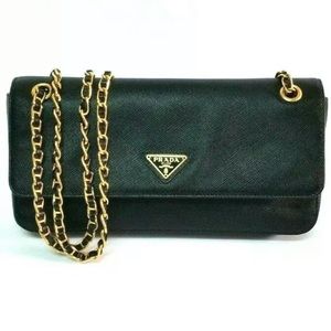 Prada Saffiano Lux O Wallet in Chains